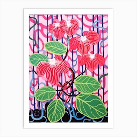 Pink And Red Plant Illustration Hoya 5 Art Print