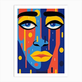 Abstract Pop Art Geometric Colourful Face 8 Art Print