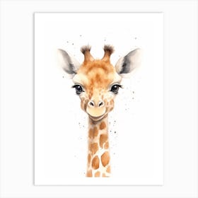 Watercolour Jungle Animal Baby Giraffe 4 Art Print