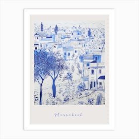 Marrakech Morocco 3 Mediterranean Blue Drawing Poster Art Print