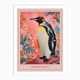 Floral Animal Painting Emperor Penguin 1 Poster Art Print