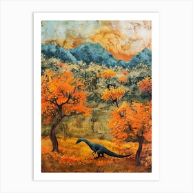 Dinosaur In An Autumnal Meadow Art Print