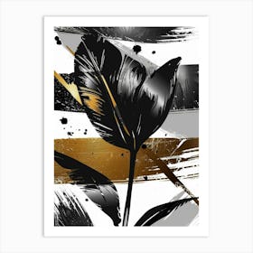 Black And Gold Tulip Art Print