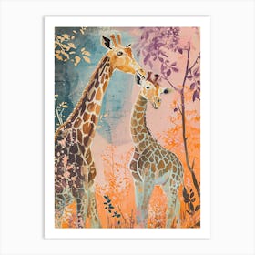 Lilac Giraffe Watercolour Style Illustration 8 Art Print