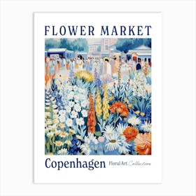 Flower Market Copenhagen Blue Art Print