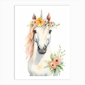 Baby Unicorn Flower Crown Bowties Woodland Animal Nursery Decor (27) Art Print