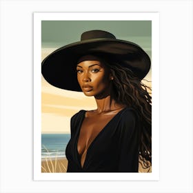 Illustration of an African American woman at the beach 122 Art Print