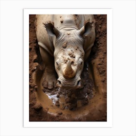 Rhinoceros Muddy Foot Prints Realism 1 Art Print