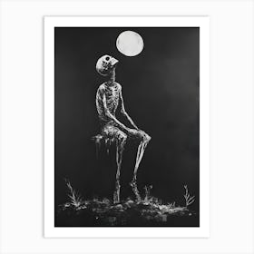 Skeleton In The Moonlight 3 Art Print