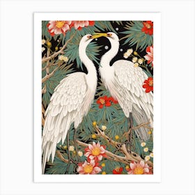 Lily And Cranes 3 Vintage Japanese Botanical Art Print