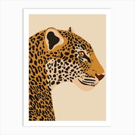 Jungle Safari Leopard on Cream Art Print