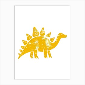 Mustard Stegosarus Silhouette Art Print