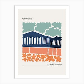 Acropolis   Athens, Greece, Warm Colours Illustration Travel Poster 2 Art Print