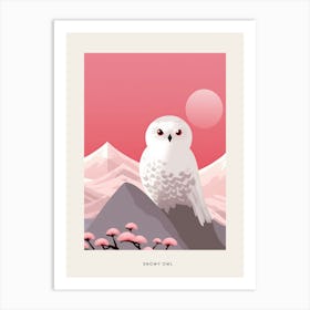 Minimalist Snowy Owl 3 Bird Poster Art Print