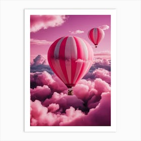 Pink Hot Air Balloons In The Sky Art Print