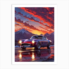 Sunset Sports Car Art Print