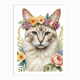 Balinese Javanese Cat With Flower Crown (27) Art Print