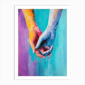 Two Hands Holding Each Other Art Print