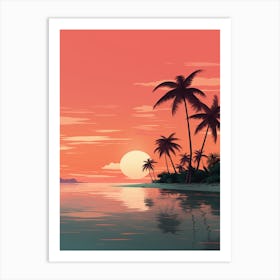 Illustration Of Half Moon Caye Belize In Pink Tones 3 Art Print