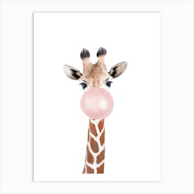 Bubble Gum Giraffe Art Print