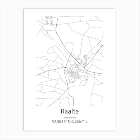 Raalte,Netherlands Minimalist Map Art Print