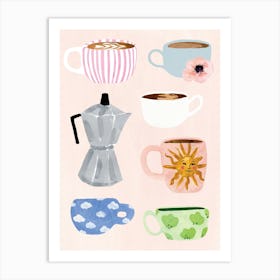 Cute Coffee Mugs Art Print