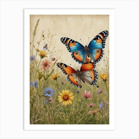 Two Butterflies In The Meadow Art Print