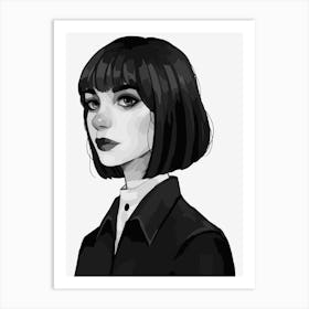 Black And White Girl  Art Print