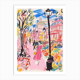 Paris, Dreamy Storybook Illustration 1 Art Print