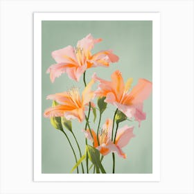 Lilies Flowers Acrylic Painting In Pastel Colours 9 Art Print