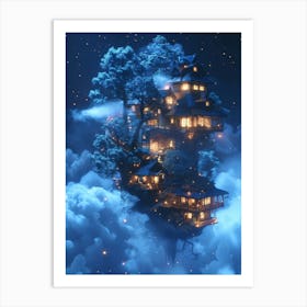 Tree House In The Sky Art Print