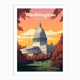 Washington USA Capitol Modern Travel Illustration Art Print