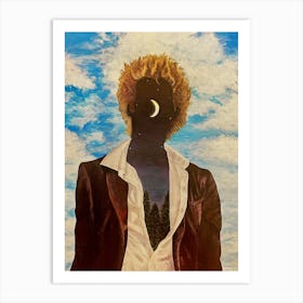He Is The Night Surreal Portrait of Man Cloudy Sky Art Print