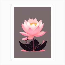 A Pink Lotus In Minimalist Style Vertical Composition 89 Art Print