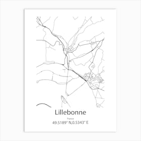 Lillebonne,France Minimalist Map Art Print