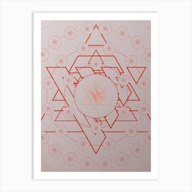 Geometric Abstract Glyph Circle Array in Tomato Red n.0297 Art Print