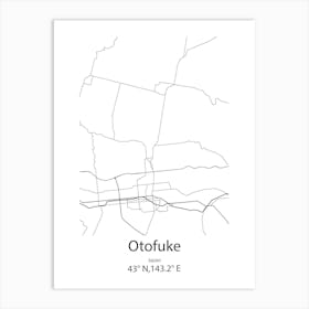 Otofuke,Japan Minimalist Map Art Print