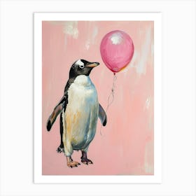 Cute Emperor Penguin 3 With Balloon Art Print