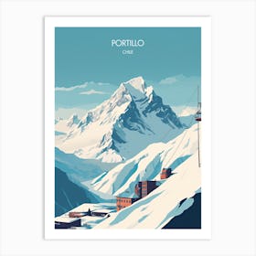Poster Of Portillo   Chile, Ski Resort Illustration 2 Art Print