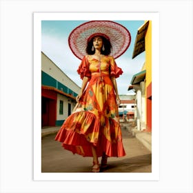 Mexican Woman In Colorful Dress Art Print