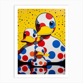 Cartoon Polka Dot Ducks 2 Art Print