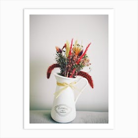 Bouquet Of Flowers In A White Pitcher Art Print