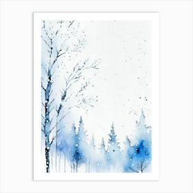 Winter Scenery, Snowflakes, Minimalist Watercolour 2 Art Print