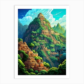 Machu Picchu Pixel Art 4 Art Print