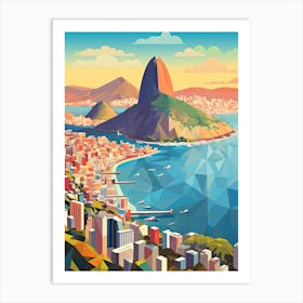 Rio De Janeiro, Brazil, Geometric Illustration 4 Art Print