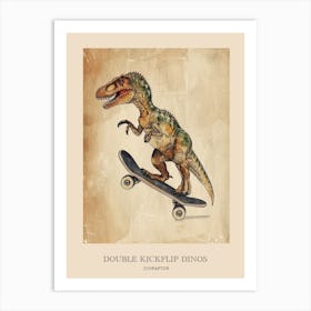 Oviraptor Vintage Dinosaur Poster 2 Art Print