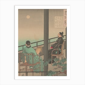 Two Women Sitting On A Balcony Art Print