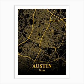 Austin Gold City Map 1 Art Print