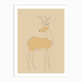 Deer - Boho, Line Art 17 Art Print