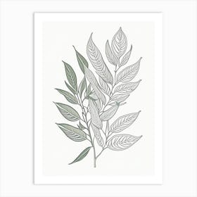 Bay Leaves Herb William Morris Inspired Line Drawing 2 Art Print